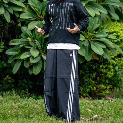 阿迪达斯三叶草男子长裤运动休闲可拆卸两穿宽松直筒裤子 KA2761