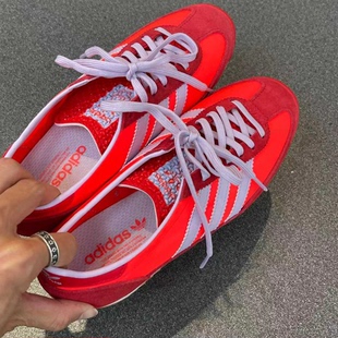 阿迪达斯三叶草女款SL72经典复古红色舒适休闲运动鞋T头鞋 JH7392