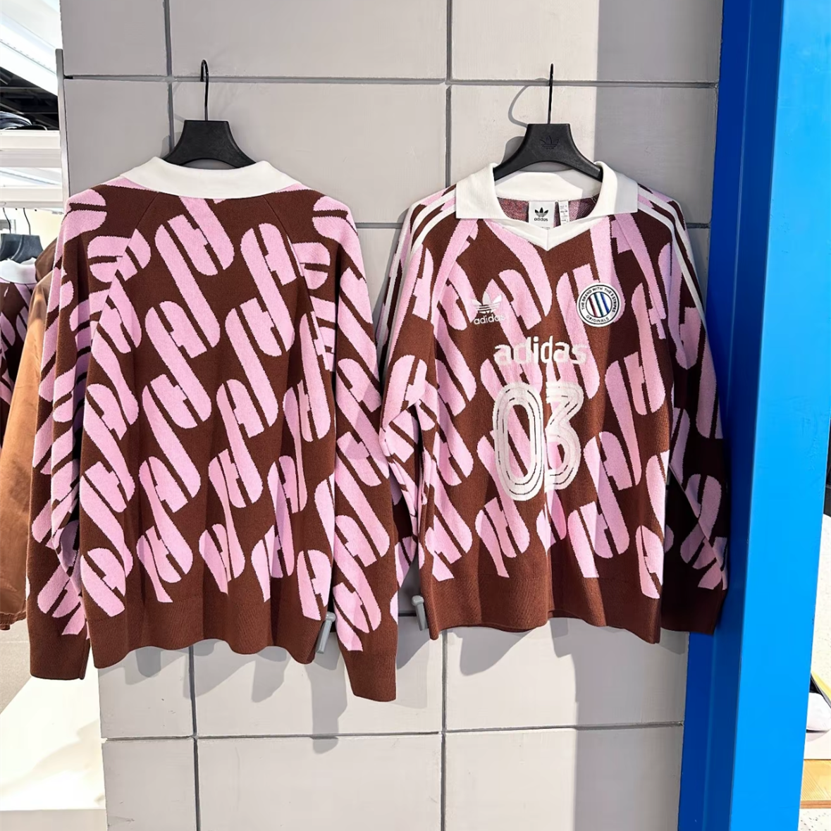 阿迪达斯三叶草男女翻领运动休闲针织毛衣套头衫Polo领卫衣JL8368