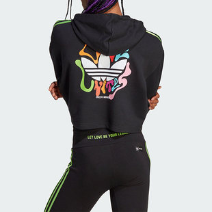 休闲运动连帽卫衣IU0050 HOODIE女子短款 Adidas阿迪达斯PRIDE