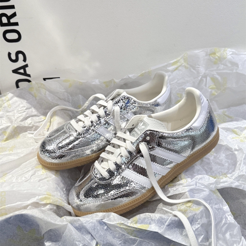 阿迪达斯三叶草男女金属银色经典休闲运动板鞋德训鞋T头鞋JR0035