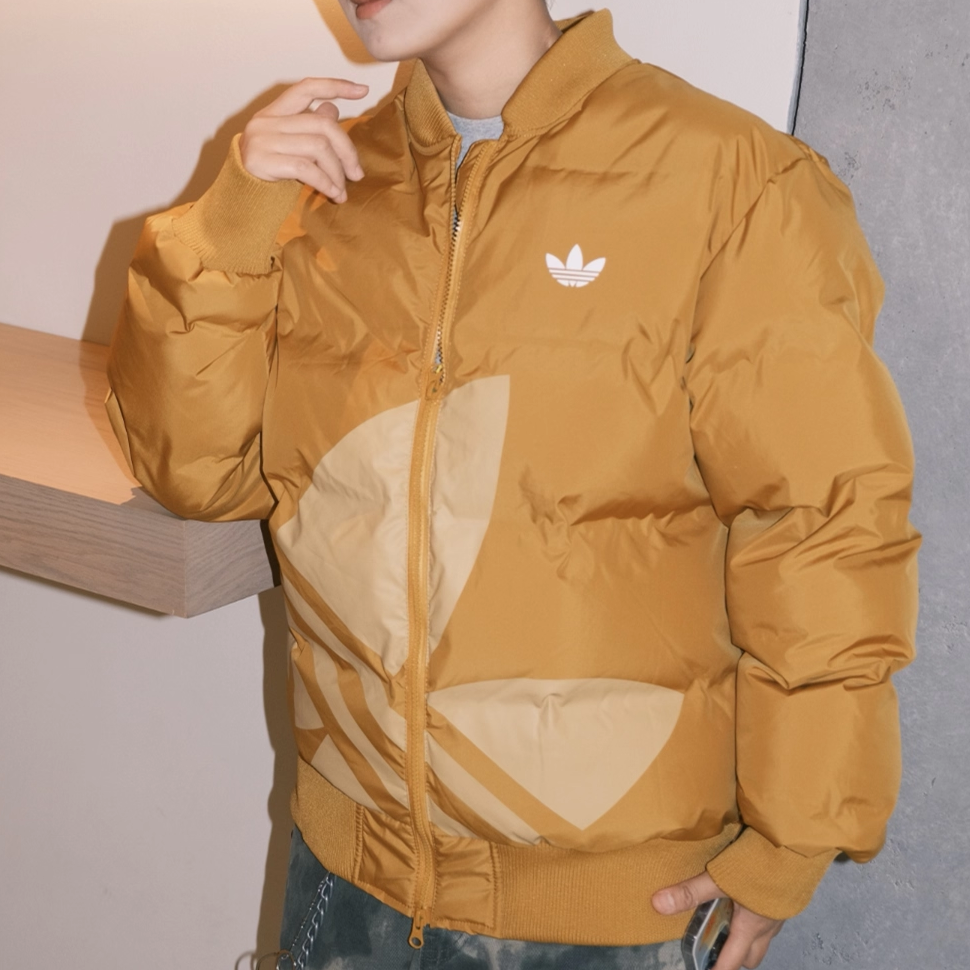 Adidas阿迪达斯三叶草男女外套保暖棒球领运动休闲羽绒服 JL8411