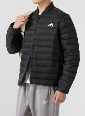 阿迪达斯轻薄羽绒服男加厚外套排骨男士美式棒球服鸭绒衣 JM1237