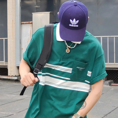 adidas阿迪达斯短袖男子条纹运动休闲POLO衫网球半袖T恤 IS4944