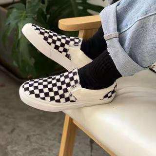 Vans范斯Classic Slip-on男女款黑白棋盘格子时尚潮流绒毛帆布鞋