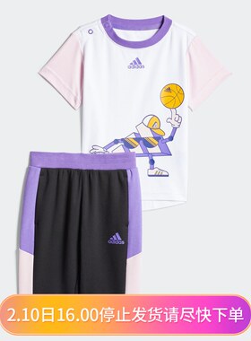 阿迪达斯三叶草小童儿童百搭户外运动休闲透气短袖短裤套装HD7545