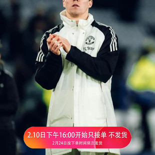 Adidas阿迪达斯男士曼联足球训练休闲防风保暖连帽棉服棉衣JE3724