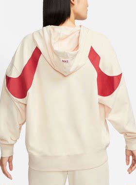 Nike耐克连帽套头衫女大勾运动休闲宽松长袖卫衣DQ6225-219