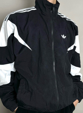 阿迪达斯三叶草男女宽松梭织休闲运动防风衣立领夹克外套IL2465