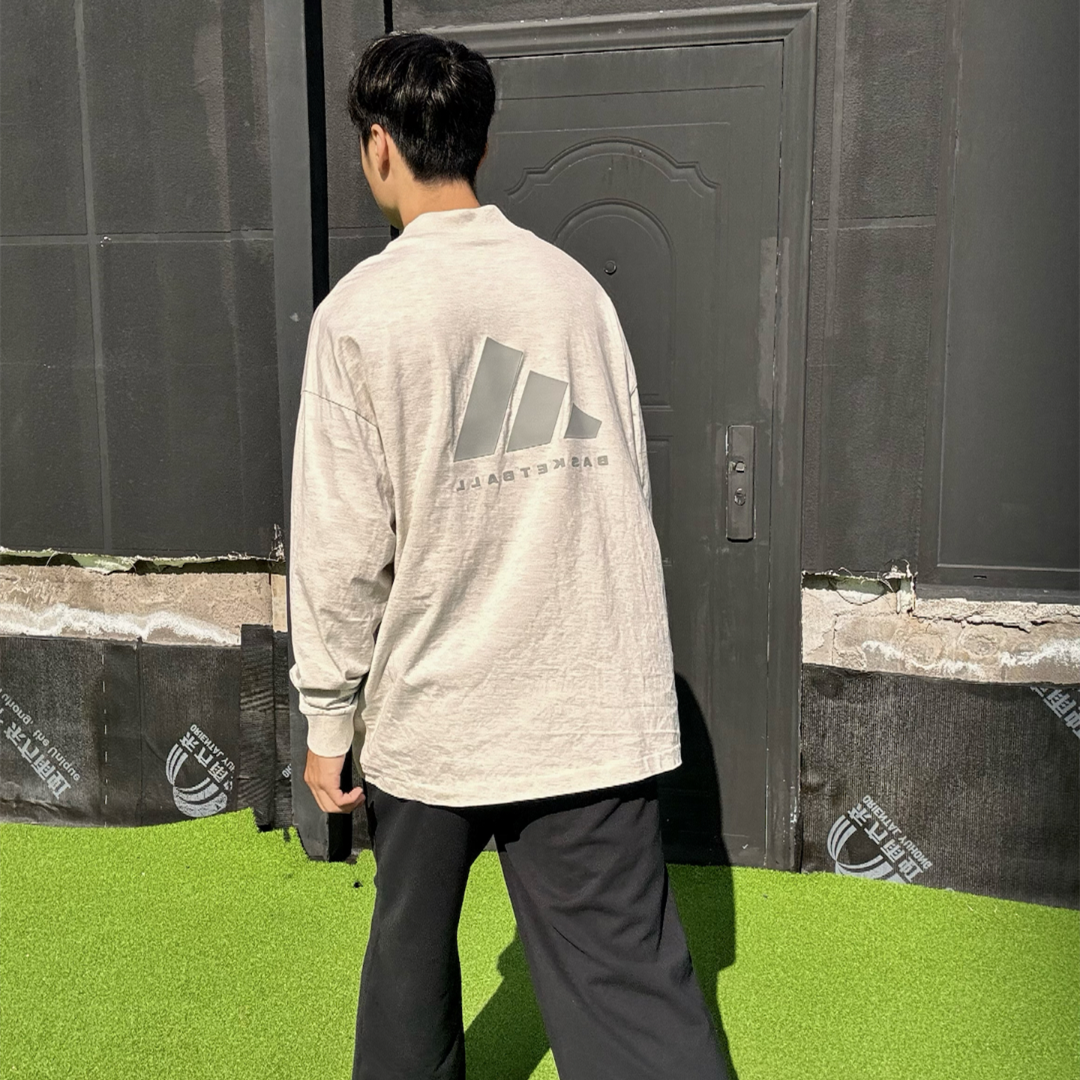 阿迪达斯basketball长袖T恤男女童装新款儿童套头衫运动服JI9635