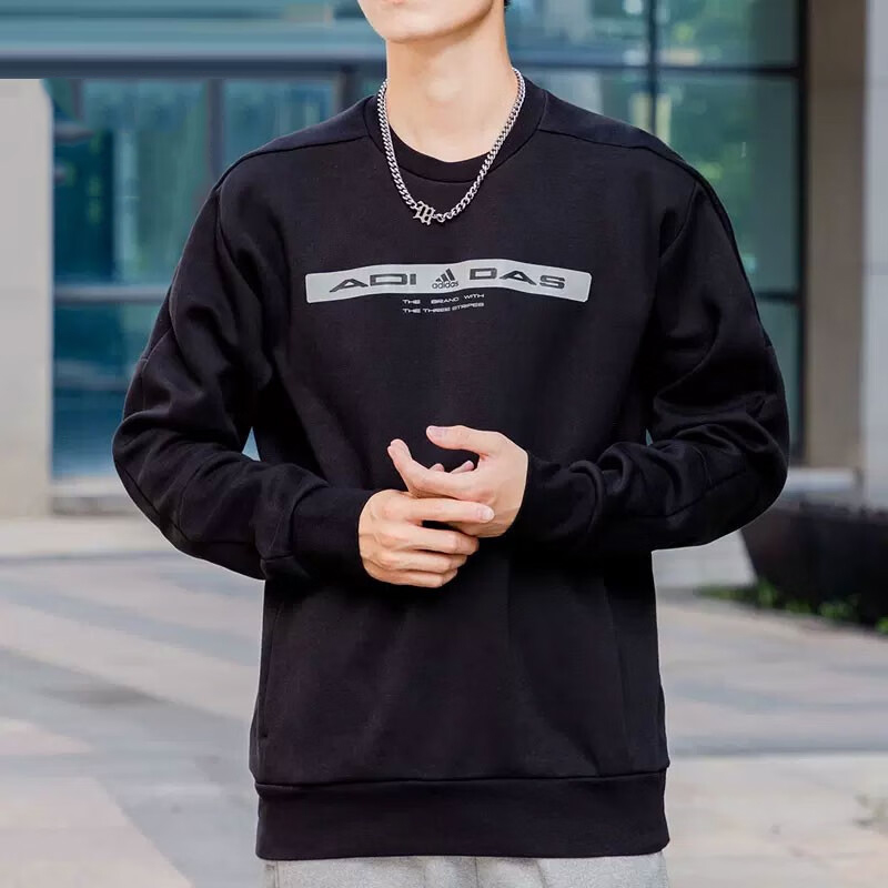 阿迪达斯休闲运动圆领卫衣套头衫