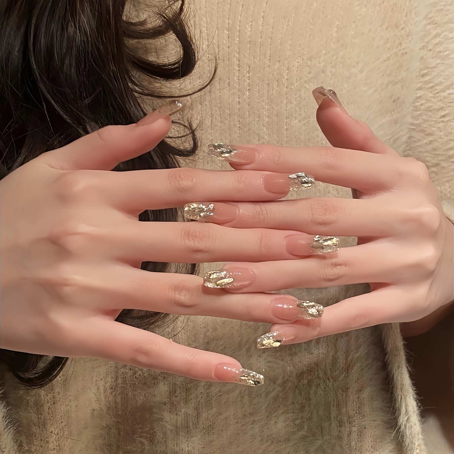 绝美~爆闪手工穿戴美甲