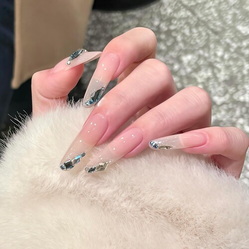 【裸色闪钻】手工穿戴美甲