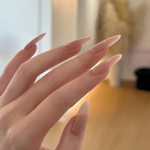 绝美~裸色中长款穿戴美甲