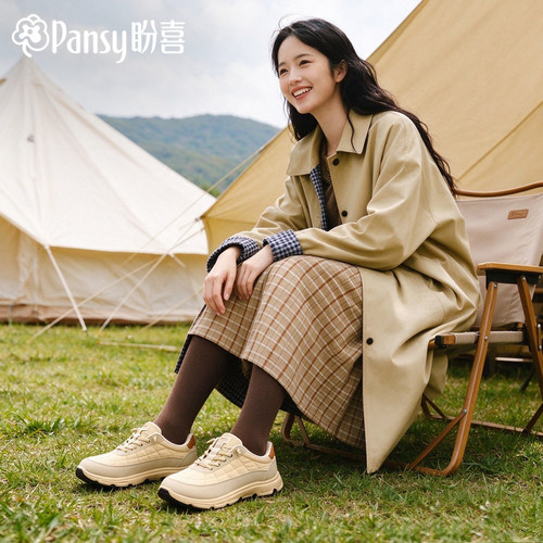 Pansy盼喜女鞋宽胖脚轻便舒适运动休闲鞋健步鞋2026秋季新款
