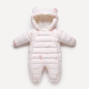 新生婴儿外穿轻薄羽绒服连体衣保暖超萌婴幼儿男女宝宝小月龄抱服
