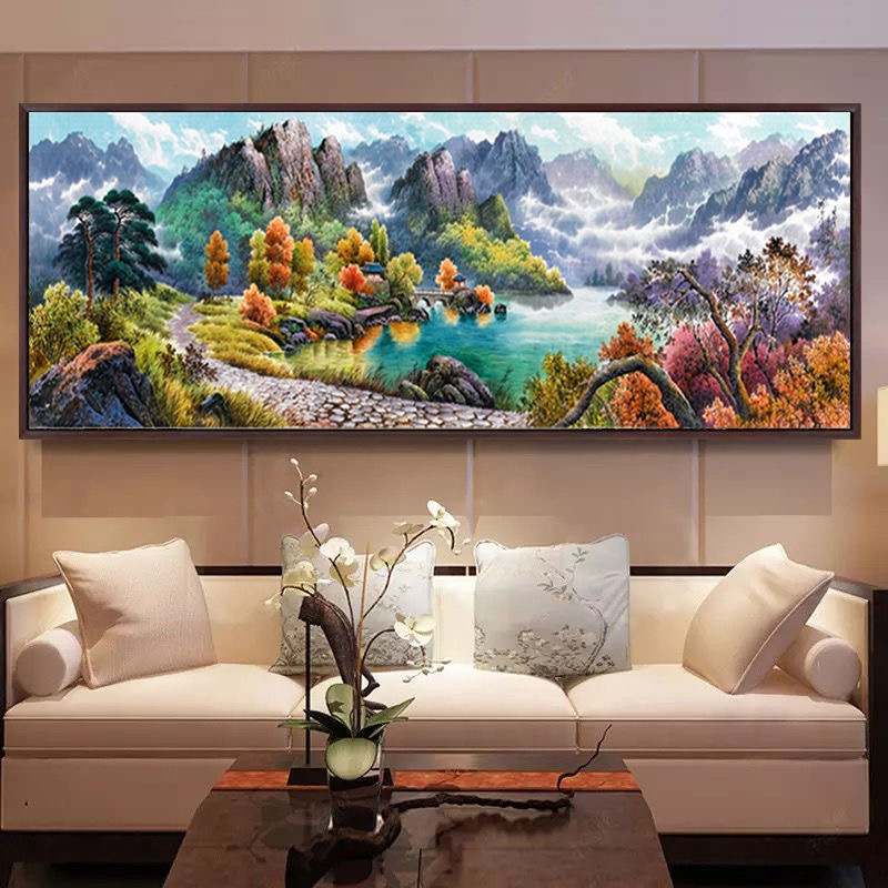 新品十字绣2025新款聚宝盆国画山水画风水靠山图鸿运当头客厅绣线