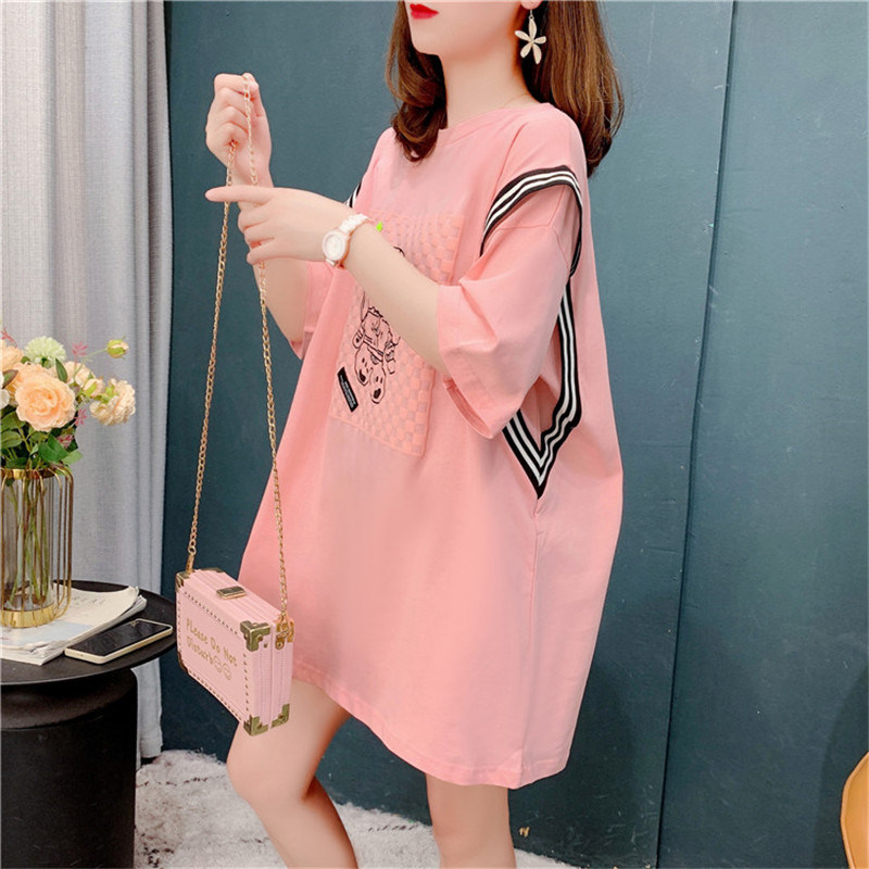 Large Women's wear False two Short sleeved T-shirt Mid length version 2022 Summer loose fat mm design jacketin the Women's clothing/Boutique , Large size women  category - from Buy2taobao.com to provide professional Taobao agent buy service