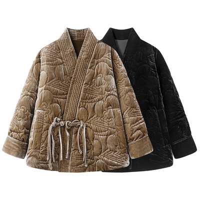 现货江南同款2025冬季新款宽松复古新中式盘扣V领羽绒服5PBC10360