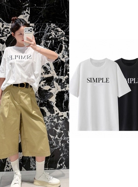 【商场同款】现货M家2026夏款字母印花圆领宽松短袖T恤MBF2TEE017