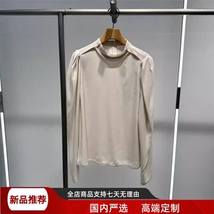 新款 时尚 艾诺丝2025秋季 女装 AR503011 甜美宽松半高领长袖 T恤上衣