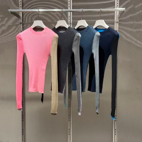 现货江南同款2025冬季新款修身拼色圆领套头针织衫毛衣 5P0311250