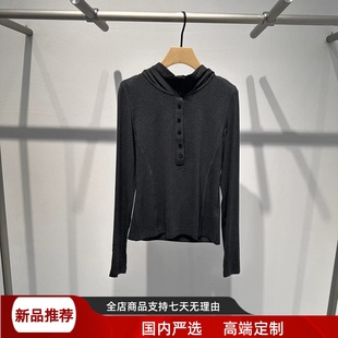 新款 时尚 艾诺丝2025秋季 女装 上衣AR603014 宽松百搭连帽长袖 针织衫