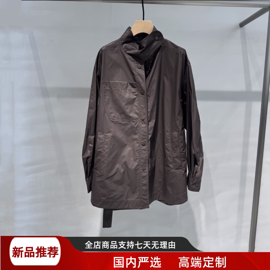 现货艾诺丝2025秋季新款女装时尚宽松收腰中长款风衣外套AR103041