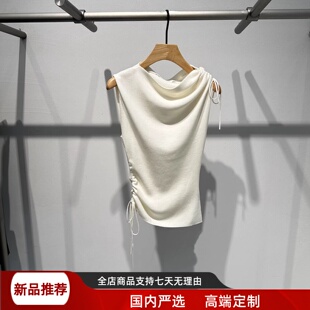新款 甜美抽绳修身 现货艾诺丝2025秋季 女装 上衣AR803037 无袖 针织衫