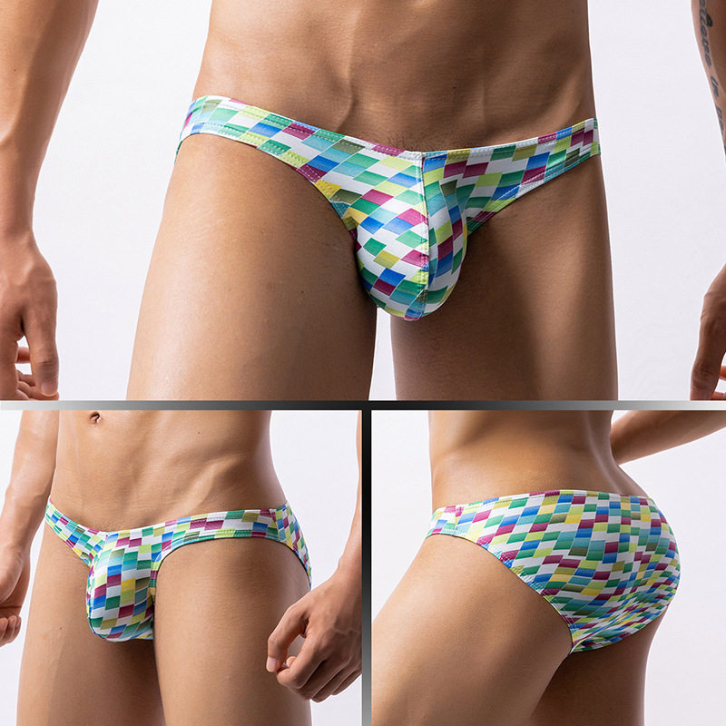 性感激凸小三角裤男低腰个性潮流印花三角内裤头U凸吸湿排汗运动
