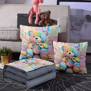 两用抱枕被子靠枕折叠空调毯汽车内靠垫枕头三合一办公室午睡神器