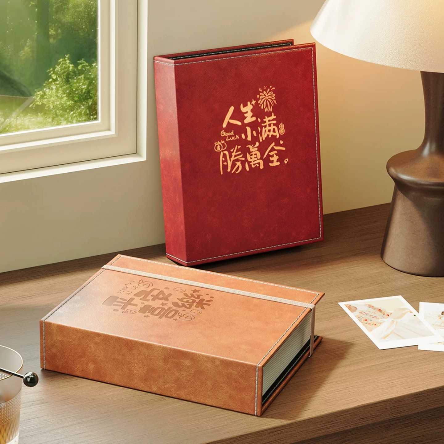 红色皮面插页式大容量相册图片