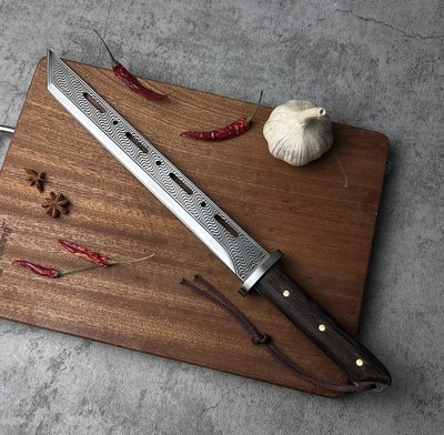 升级款狩猎水波纹手工一体锻打锋利切肉厨房料理家用户外砍骨菜刀