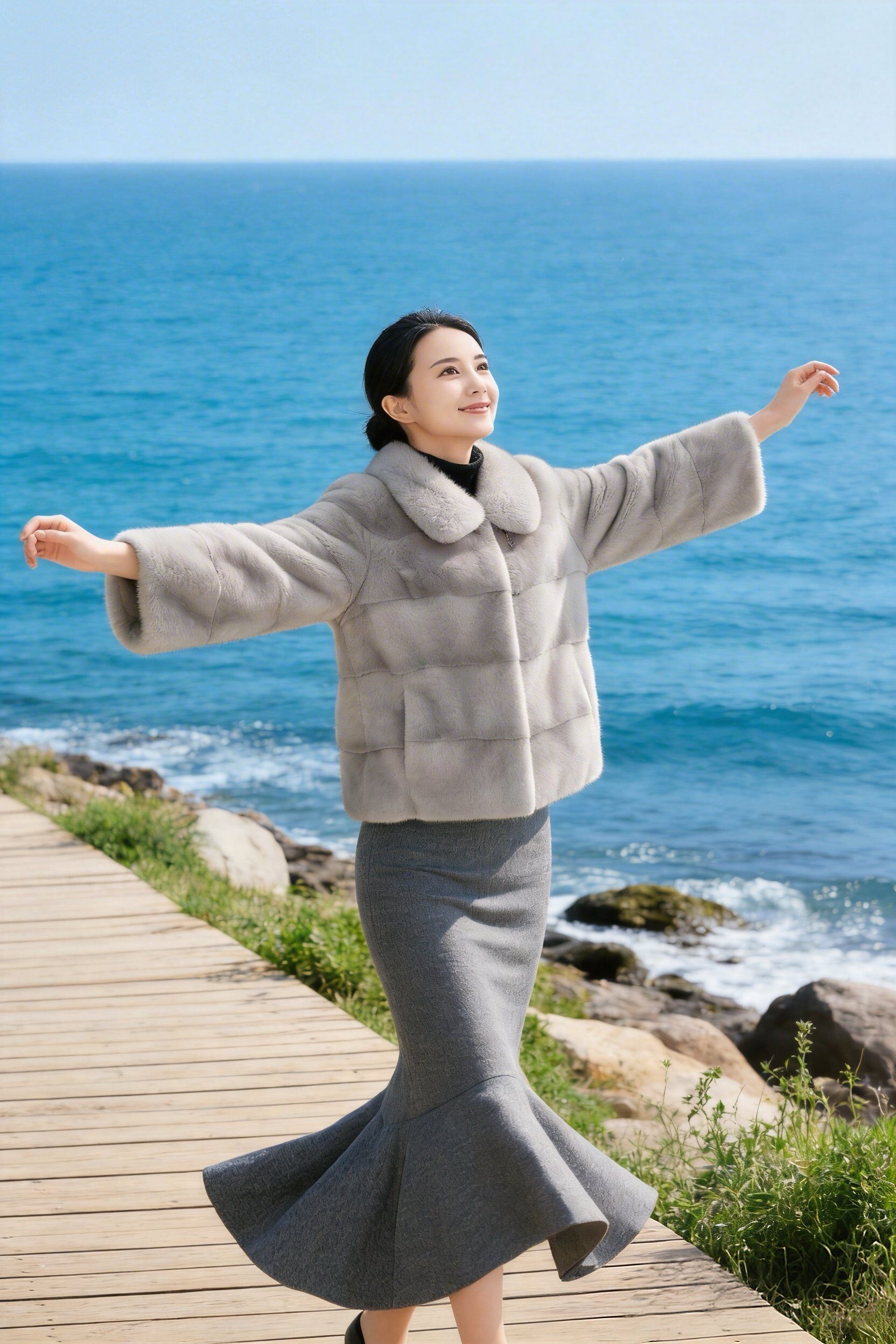 2026新款进口天鹅绒整貂水貂皮草外套女短款翻领时尚大衣年轻