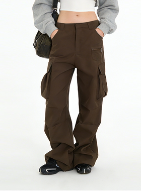 Bclz秋季新品韩国休闲时髦多口袋修身显高腰工装裤26春夏新品