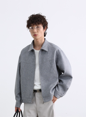 Bclz简约花灰色老钱风格雷系高级感宽松上衣复古休闲新款工装夹克