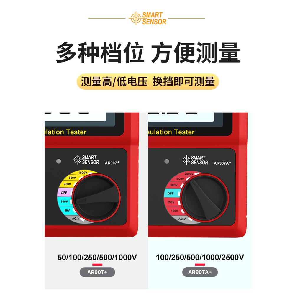 希玛绝缘电阻测试仪摇表1000v兆欧表500V数字电工绝缘电阻表2500V
