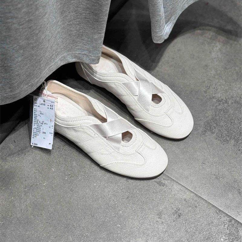 韩版新款轻盈舒适玛丽珍休闲芭蕾风运动德训鞋真皮低帮手工女鞋,女鞋,时尚芭蕾鞋,淘宝优惠券,粉丝福利购,淘宝优惠卷