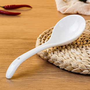陶瓷汤勺长柄家用大号汤勺厨具餐具勺粥勺创意勺子纯白色调羹