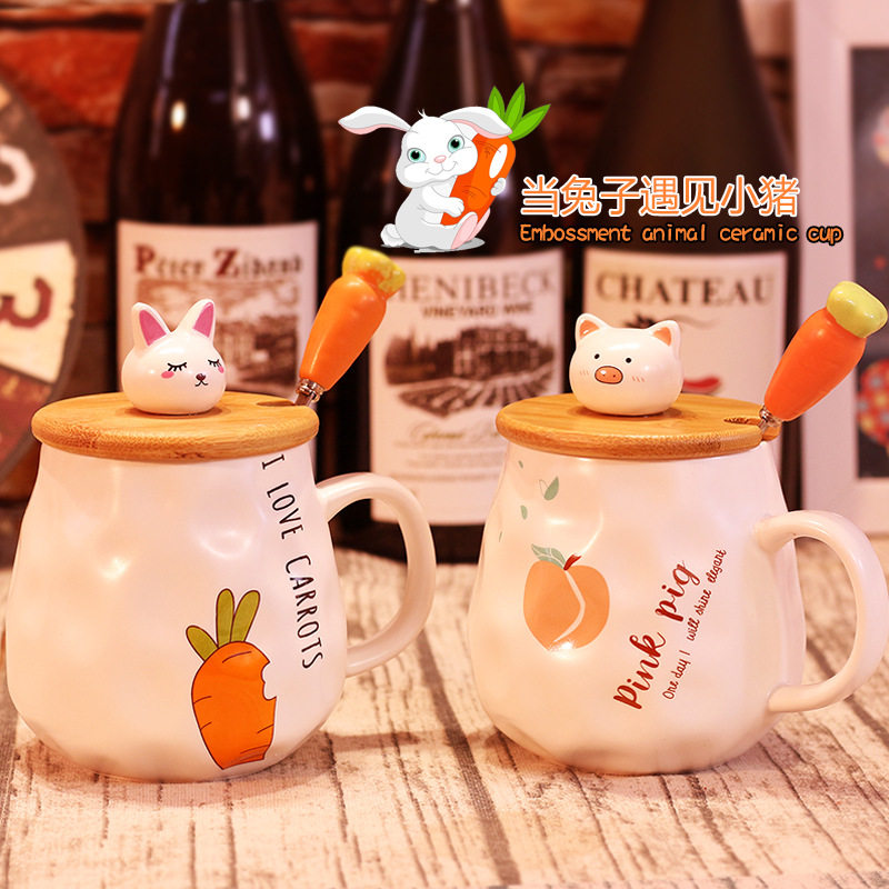 马克杯女带盖勺兔子可爱创意韩版情侣杯子陶瓷一对学生少女心粉色|msdalam kategori dapur/memasak Appliances, Alat dapur/Penyimpanan dapur, menetapkan siling Andy - dari Buy2taobao.com untuk memberikan perkhidmatan ejen Taobao profesional membeli