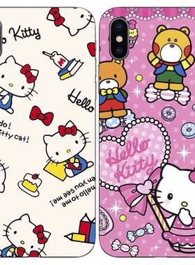 苹果14手机壳hell kitty适用iPhone6s/7/8p/xr/xsmax/se软壳12pro