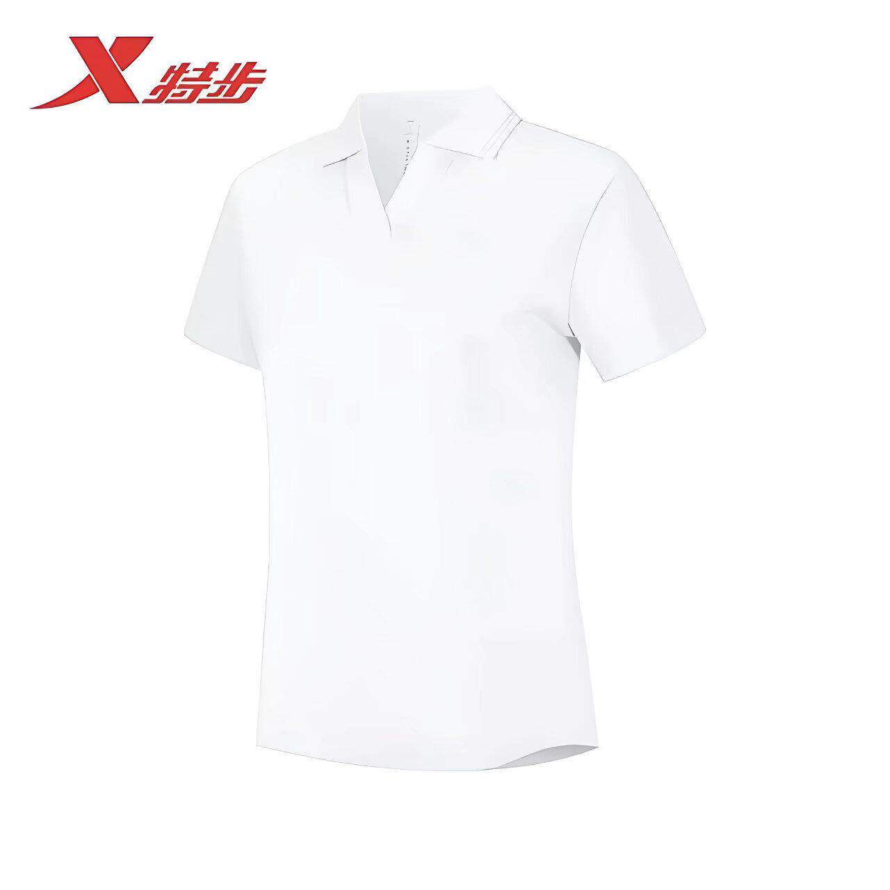 特步POLO衫女短袖T恤2026夏季新款v领冰丝速干透气974228020211