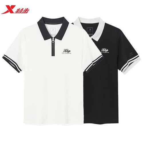 特步POLO衫短袖女运动休闲T恤