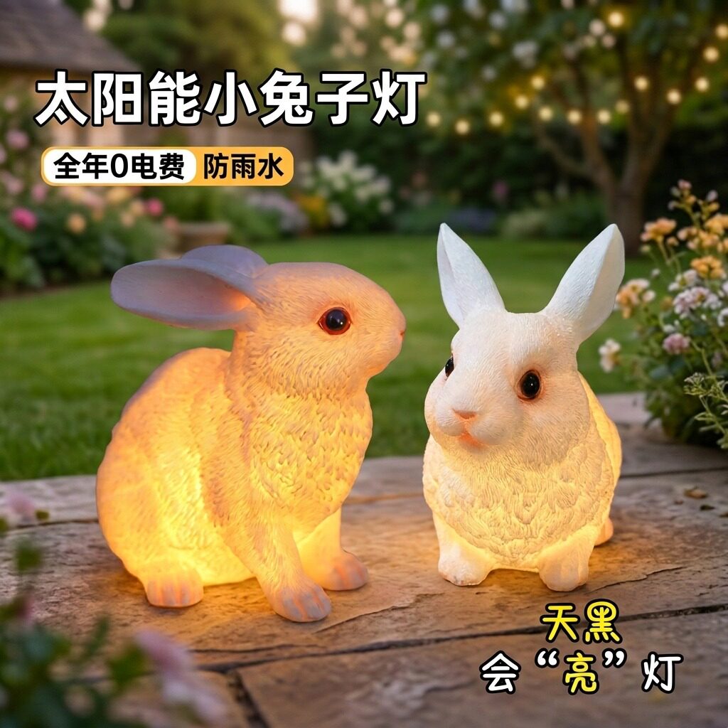 太阳能防水可爱小兔子庭院草坪灯
