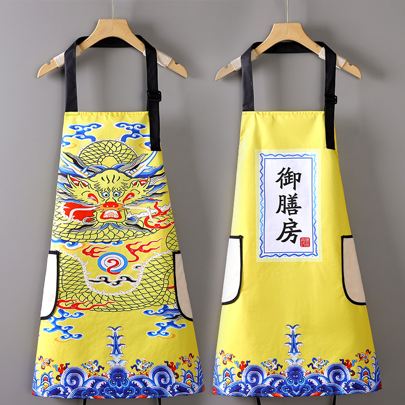 围裙中国风网红餐饮工作服防水防油污围腰罩衣女炒菜耐磨防污男士