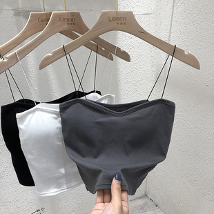 女外穿白色网红美背带胸垫裹胸抹胸上衣 内搭吊带小背心早春打底衫