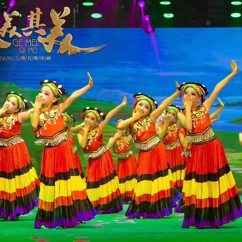 女童三月三彝族火把节大摆演出服