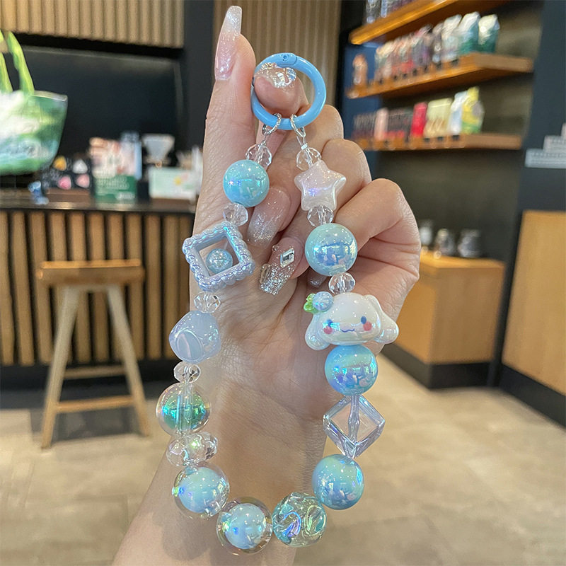 卡通水晶手机链手机挂绳挂饰串珠手腕绳防丢链子手提挂链可爱挂饰