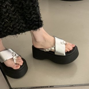 女夏外穿2025新款 小個子超火增高沙 高級感配裙子厚底拖鞋 網紅爆款