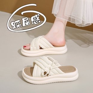 女夏外穿仙女風(fēng)孕婦一字拖34碼 休閑度假海邊 配裙子涼拖鞋 網(wǎng)紅爆款